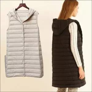 겨울 레이어드 롱쪼끼 여자 후드패딩조끼 이너 경량