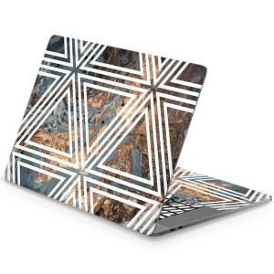 [미국배송] 맥북호환 에어 13 M2 M1 2023 2022 프로 16인치 15인치 2021 14인치 2020 2019 골드 기하학적 페인트 패턴 대리석 블랙 랩 커버 스티커 인쇄 탑 터치 바 트랙패드