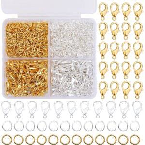 700개 랍스터 클랩스 포함 보석 7X5MM DIY 보관함 점프 실버 제작 12MM 팔찌 오픈 세트 공예 링으로 열쇠고리 골드