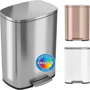 뚜껑 터치리스 소프트스텝 132갤런 주방 쓰레기통 스테인리스 스틸 스텝 빈 AbsubX 냄새 필터 및 사일런트
