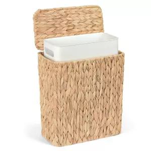 iEGrow 위커 쓰레기통 뚜껑 욕실 탈착식 라이너 3갤런 천연수 히아신스 침실 거실 화장실 싱크대 아래용