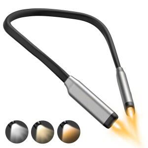 [미국배송] 곤드실리 책 라이트 LED 목 독서등 침대에서 읽을 수 있는 구부릴 충전식 라이트 눈 친화적 - 3가지 색상과 밝기 레벨 책벌레 공예 뜨개질 여행에 완벽 (그레이)