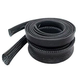 검은색 PET 나일론 메쉬 익스 망사튜브 100미터 롤 보호 고온 와이어 케이블 탄성 슬리브 3mm 16mm 난연성 방지 케이스