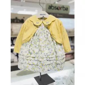[압소바](김해점)[압소바 26SS 백일돌조카선물]릴 가디건+원피스세트 (A1125101E) 연노랑