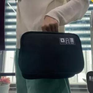 베이직수납함 대용량 2단 전자기기 파우치 블랙여행용 이너백 목욕가방 실