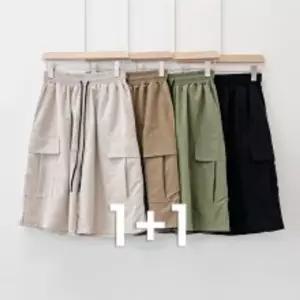 (1+1) GSS NP52M 남자후디 카고반바지여름밴딩반바지 힙한반바지 캐주얼반바지