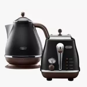 드롱기 빈티지 블랙 토스터 무선 전기주전자 세트