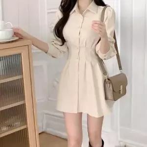 고품질 숏스커트 미니 원피스 베르 슬림 핀턱 3col (WFKEOT3)