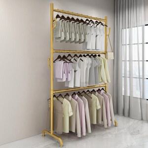 2단 행거 드레스룸 조립식 100cm 시스템 스탠드 수납 금색 옷걸이 철제 옷장 2층
