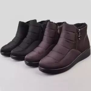 겨울 보온 지퍼 패딩부츠 방한화 엄마 중년 겨울신발 누빔 패딩 털 방수운동화 여성 여자 장화 겨울 신발