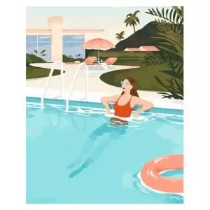 OH-M 명화 유화그리기 A-284 수영장 여인 40x50 가구 인테리어 인테리어소품 액자 퍼즐 그림 사진액자