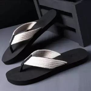 남성 페브릭 스트랩 칼라 포인트 쪼리 슬리퍼 편안한 신발 블랙 베이지 그레이 레드