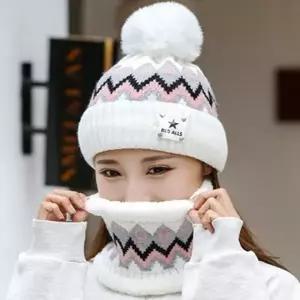 노르딕 비니 모자 겨울 패턴 넥워머 세트 방울 방한