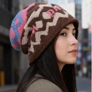 니트 겨울모자 패턴 비니 니트 방울 겨울 따뜻한비니 모자 빈티지 털모자 데일리 따뜻한 방한모자 여성