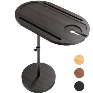 소파용 NiHome 대나무 회전 소파 팔걸이 트레이 테이블, 두꺼운 안정 베이스, 조절 가능한 높이 TV 사이드 360 회전식 욕조 온수 침대 옆 발코니, 검은색