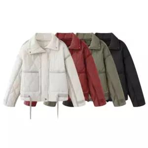 스웨이드 자켓 재킷 봄 가을 점퍼 아우터 카라 겨울 여성 의류 스탠드 칼라 퀼팅 캐주얼 코튼 코트 루즈핏