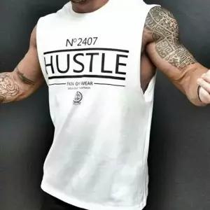 운동용 근육핏 딥 브이넥 헬스 나시 티셔츠