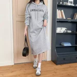 [하젤]롤스 오버핏 후드 기모 롱원피스_W4439