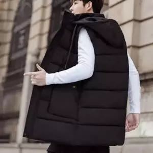 캐주얼 남성 롱 패딩 조끼 오버핏 남자 후드 패딩 조끼