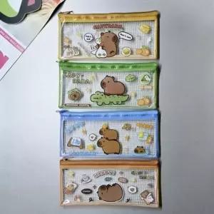 (선택 카피바라 비닐 매쉬 필통(랜덤))카피바라 비닐 매쉬 필통 4종 펜파우치 펜케이스 pvc 펜슬 망사