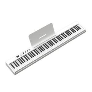 [포르르] 블루투스, USB/MIDi, 서스테인 페달, 피아노 가방, 악보 스탠드(흰색)를 갖춘 초보자용 88키 풀사이즈 무게 키보드 접이식 디지털 휴대용