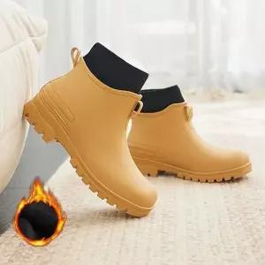 겨울용 여성 레인부츠 숏 방한 털장화 WFIK4ZZ