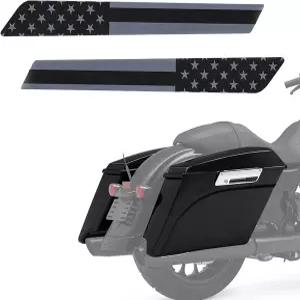 Emeland 무반사 블랙 및 그레이 아메리칸 플래그 새들백 인서트 쌍으로 판매. 할리 데이비슨 투어링 모델과