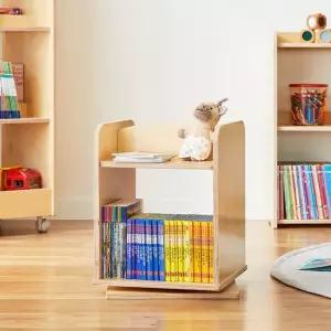 비비 2단 회전책장 내츄럴 낮은 아기 책장