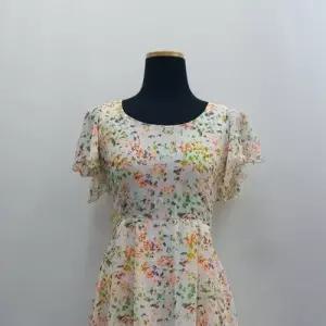 이쁘다요 땡 언발 플라워 쉬폰 원피스 잔꽃 여리 반팔 WFLMN2F