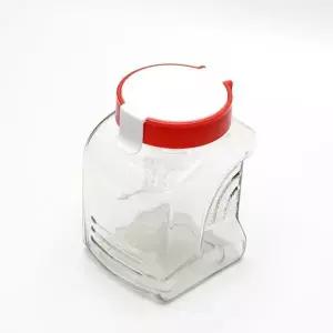 견과류 bns 라일락 원터치 유리 밀폐용기 레드 커피/견과류/과일청/피클/보관 970ml