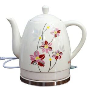 심플 도자기 전기포트 티포트 장미 연꽃 1.8L 차메이커 세라믹 사기 01.1.8L