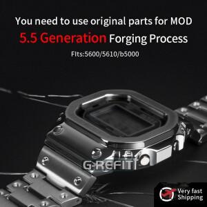 [호환품]G-Refit DW5600 5610 GW-M5610 G5600E 메탈 베젤 스트랩 스테인레스 스틸 시계 밴드 케이스 액세서