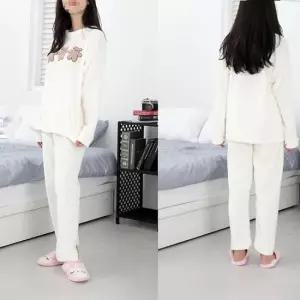 [라일리여성언더웨어] Rly bns 쿠키베어 아이보리 여성용 극세사 수면잠옷