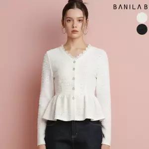 여성 브이넥 레이스 페플럼 블라우스