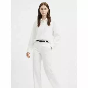 [하프클럽/샵앤]여성 데일리 출근룩 루즈핏 베이직 긴팔 블라우스 EGG-WBL-21029-아이보리