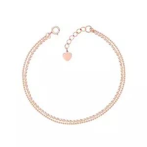 14K 루비 볼 심플 체인 로즈골드 두줄 금 팔찌