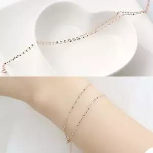 14K 두줄 잠자리 체인 로즈골드 금 팔찌