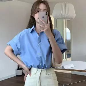 여자 남방 셔츠 데일리 여름 반팔 루즈핏 롤업