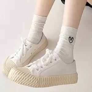 여성 부드러운 컬러팝 하트 중목 양말 1P 사계절 패션 삭스 운동화양말