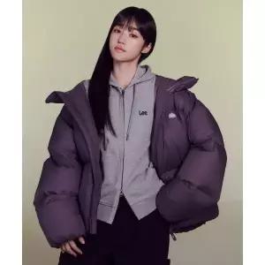 LEE 스몰 트위치 로고 기모 후드 집업 그레이 200387