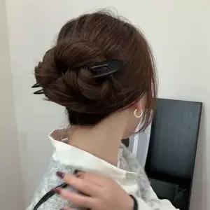 고급형 수공예 흑단나무 U자 헤어 비녀 올림머리
