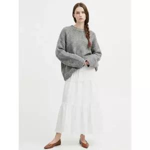 [하프클럽/샵앤]여성 밴딩 레이스 포인트 캉캉 플레어 롱스커트 EGG-WSK-21026-