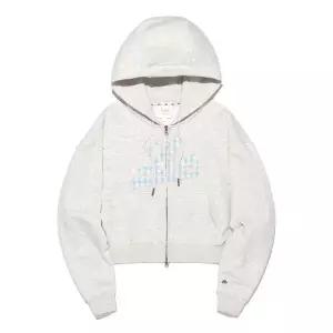 LEE 우먼 아플리케 크롭 후드 집업 오트밀 201573