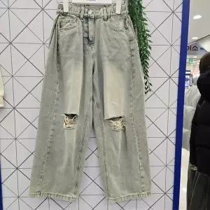 [에꼴리에] 주니어 사이드 폴딩 무릎 찢청 빈티지진 26A1254_GN