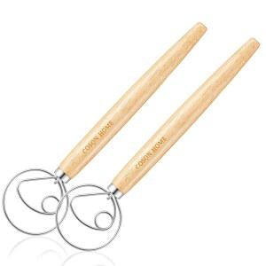 덴마크 반죽 거품기 2팩, 사워도우, 빵, 밀가루 페이스트, 버터, 팬케이크, 피자, 케이크, 페이스트리, 비스킷, 나무 손잡이 스테인리스 스틸