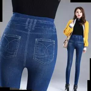 쫀쫀레깅스 진청 흑청 블랙 페이크 데님 레깅스 워싱 쫄바지 팬츠