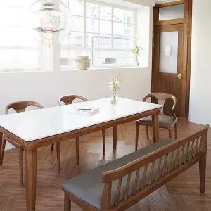 해브어싯 에쉬 브라운 통 세라믹 6인 원목 식탁 세트_벤치형