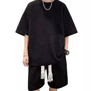 고품질 캐주얼 츄리닝 남성 오버핏 여름 트레이닝복 세트 여름트레이닝세트 반바지트레이닝세트 WFHVU53