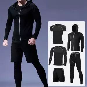 남성 운동복 긴팔 후드 레깅스 반바지 트레이닝복 5종세트