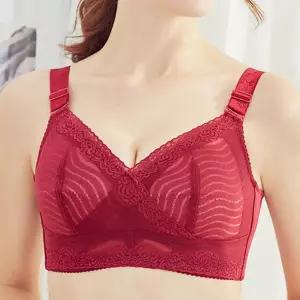 트루리즈 미니마이저 브라 큰가슴 레드 노와이어 큰컵빅사이즈브래지어 이어 브라탑 큰용 보정 레이스 통풍